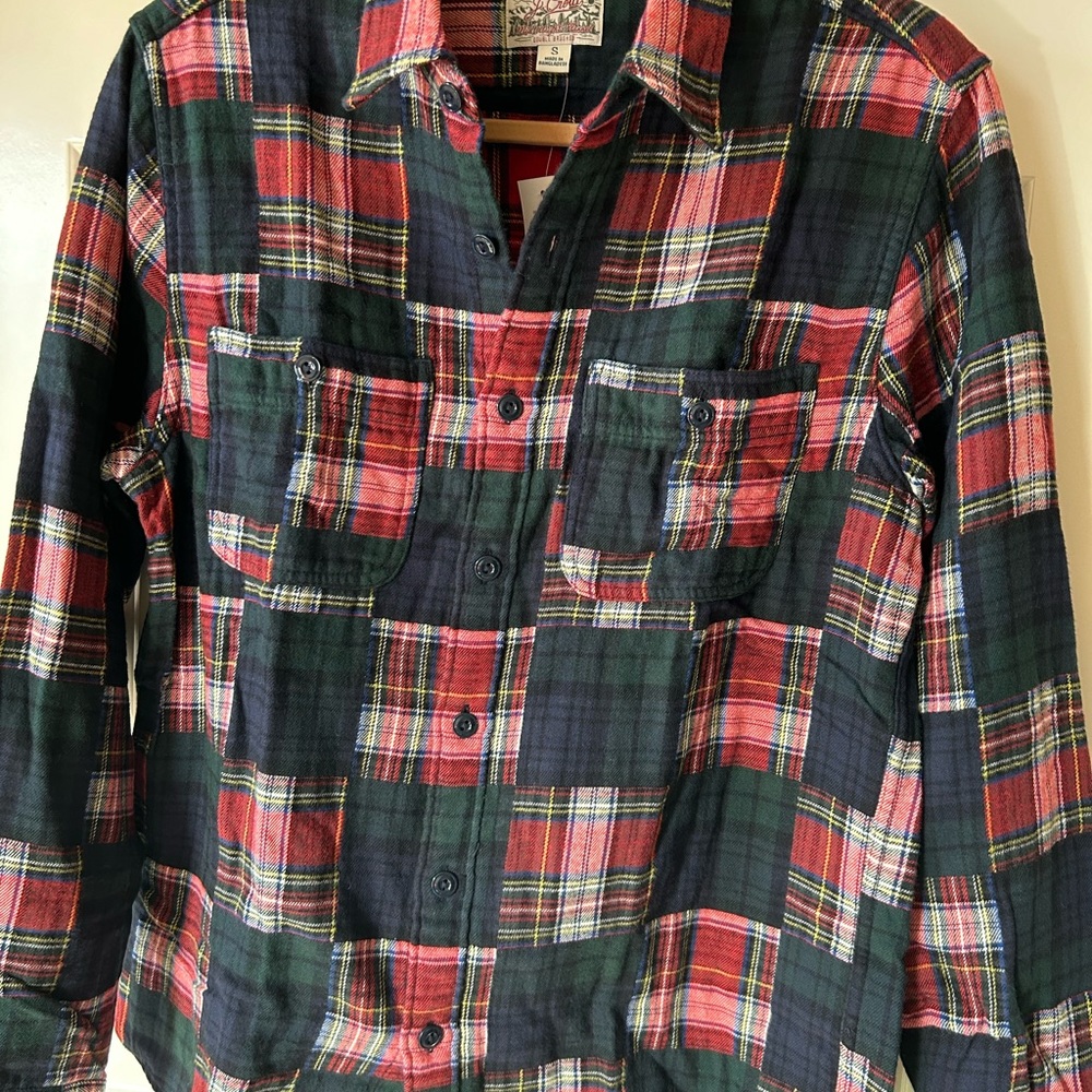 BNWT J. CREW Midweight flannel workshirt in patchwork - size S